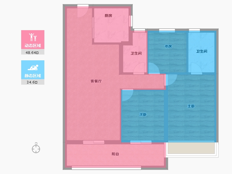 浙江省-绍兴市-金辉象屿观澜云庭-74.40-户型库-动静分区