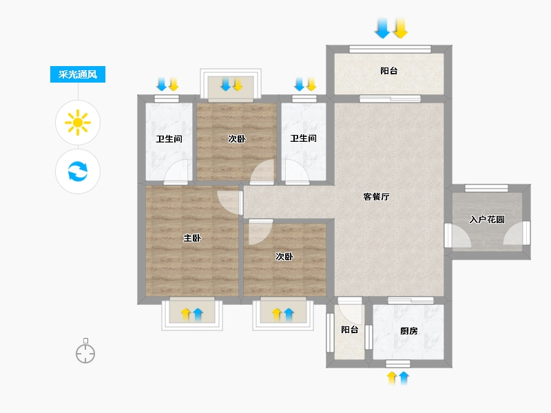 广东省-珠海市-实地紫藤公馆-72.62-户型库-采光通风