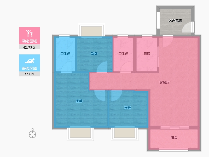 广东省-珠海市-实地紫藤公馆-71.97-户型库-动静分区