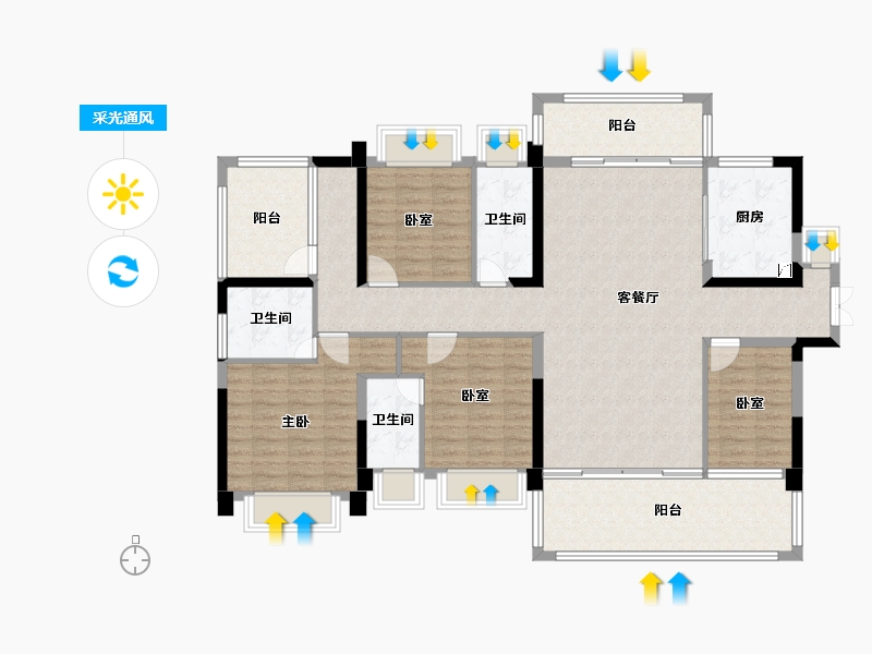 广东省-惠州市-鑫洲湖心岛1号-138.44-户型库-采光通风