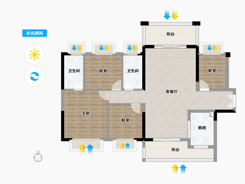 广东省-惠州市-鑫洲湖心岛1号-107.12-户型库-采光通风