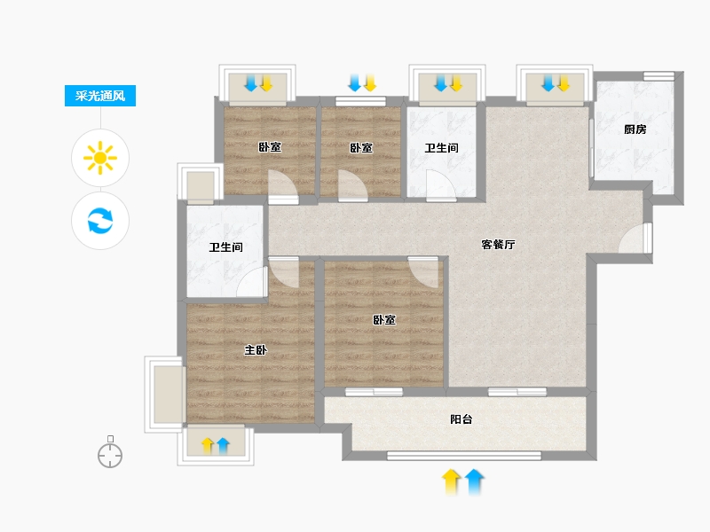 福建省-厦门市-中粮云玺壹号-90.40-户型库-采光通风