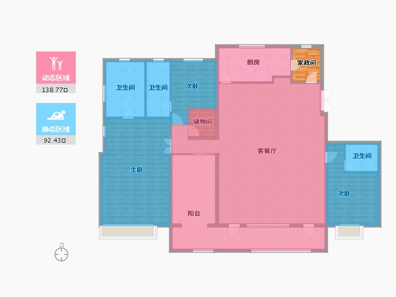 浙江省-绍兴市-湖珀隐秀府-218.53-户型库-动静分区