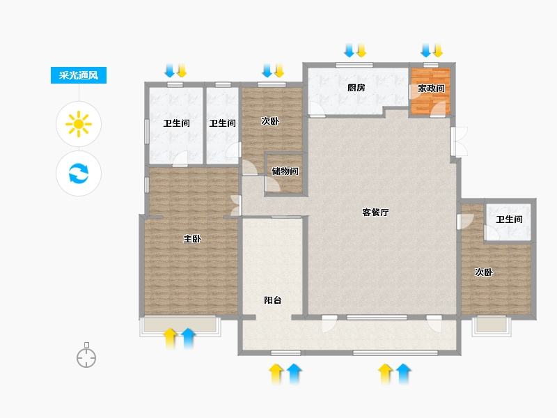 浙江省-绍兴市-湖珀隐秀府-218.53-户型库-采光通风