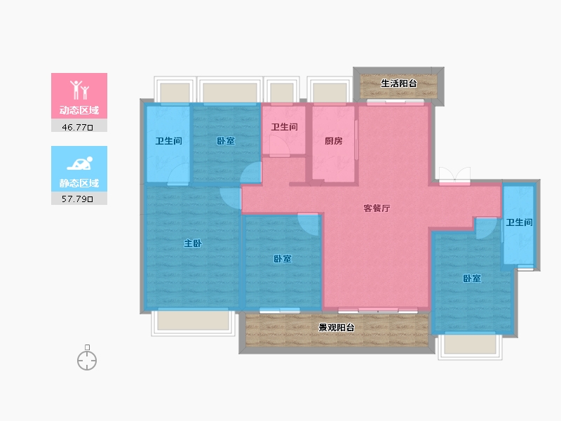 广东省-东莞市-华侨城天鹅堡-107.00-户型库-动静分区