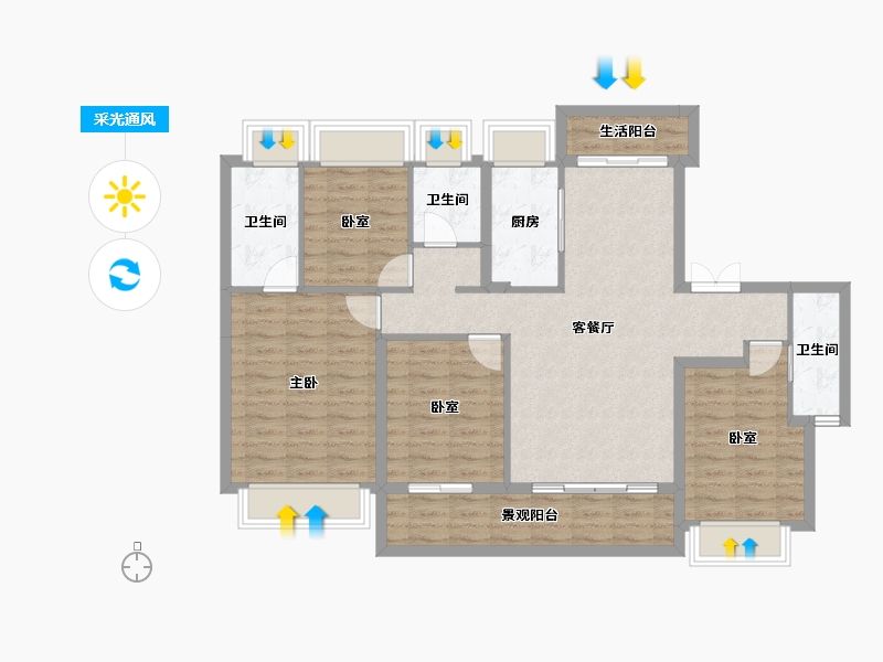 广东省-东莞市-华侨城天鹅堡-107.00-户型库-采光通风