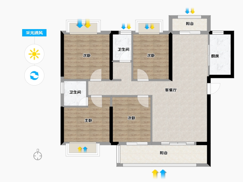 福建省-泉州市-菁华右文府-102.40-户型库-采光通风