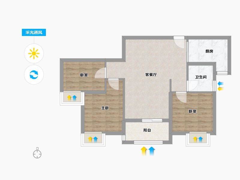 福建省-厦门市-中粮云玺壹号-64.00-户型库-采光通风