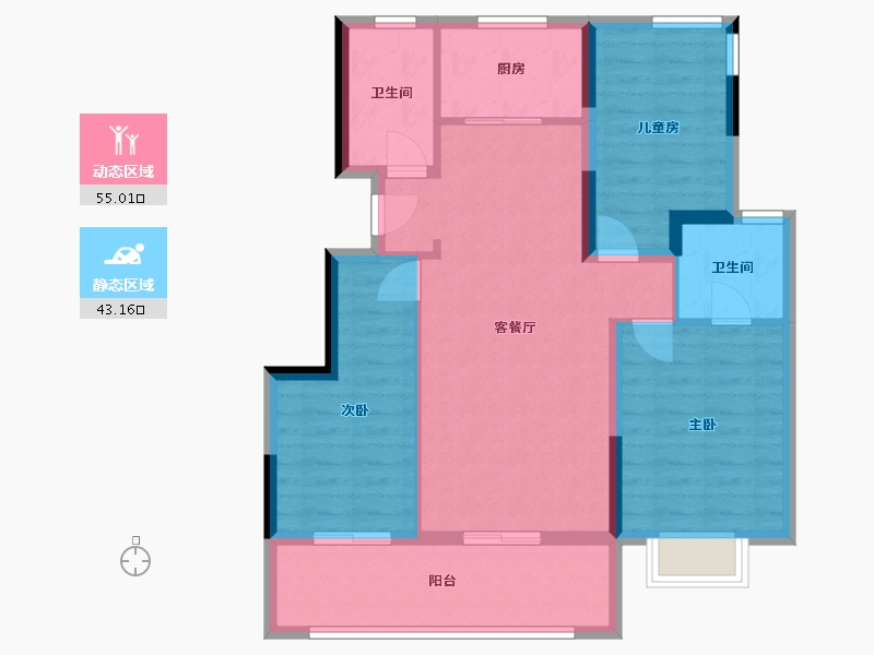 安徽省-合肥市-旭辉天阜玖江来-88.00-户型库-动静分区