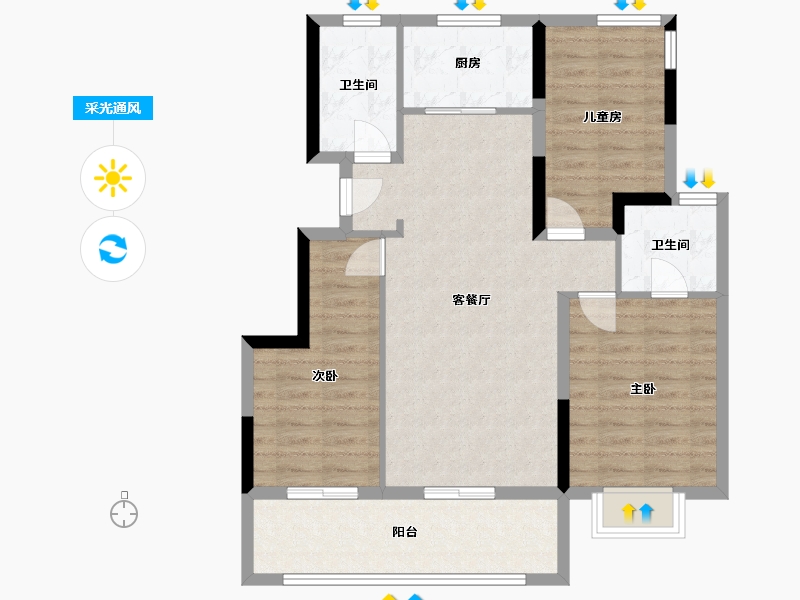 安徽省-合肥市-旭辉天阜玖江来-88.00-户型库-采光通风