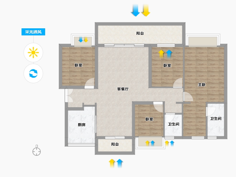 广东省-东莞市-碧桂园·瑜璟臺-110.23-户型库-采光通风