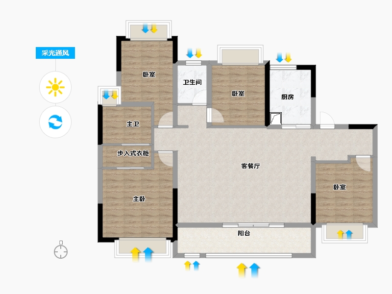 江苏省-苏州市-城投地产朗诗乐府-120.71-户型库-采光通风