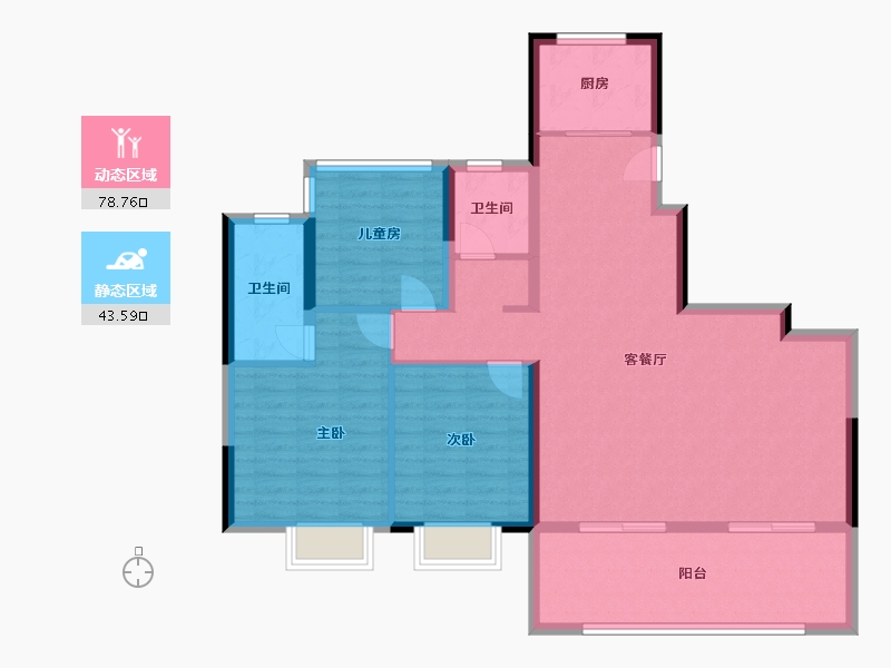 安徽省-合肥市-旭辉天阜越江来-110.89-户型库-动静分区