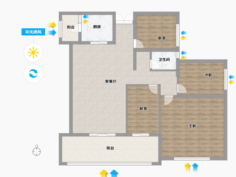 四川省-绵阳市-长虹金嶺1号-114.40-户型库-采光通风