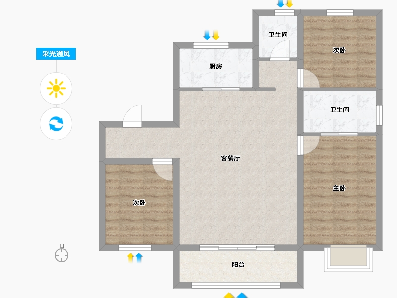 河北省-衡水市-君悦华府-86.30-户型库-采光通风