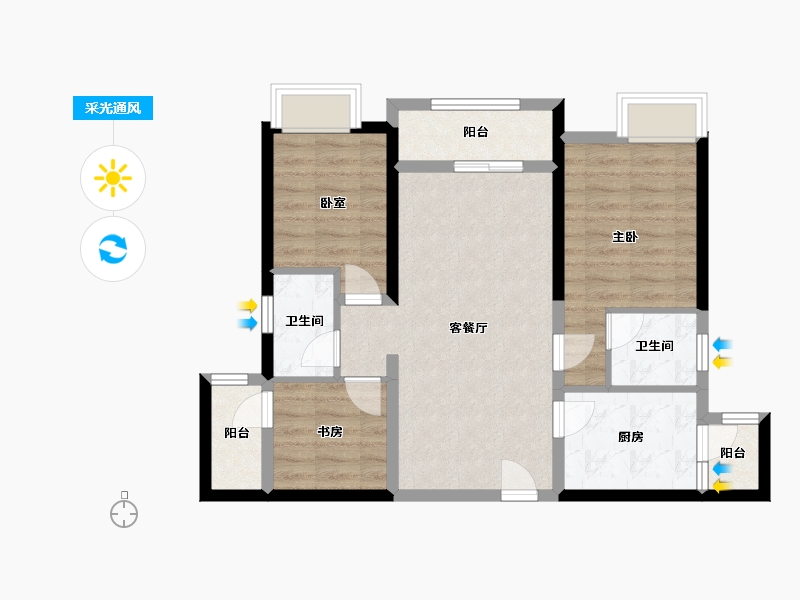 黑龙江省-鹤岗市-丹华公馆-71.61-户型库-采光通风