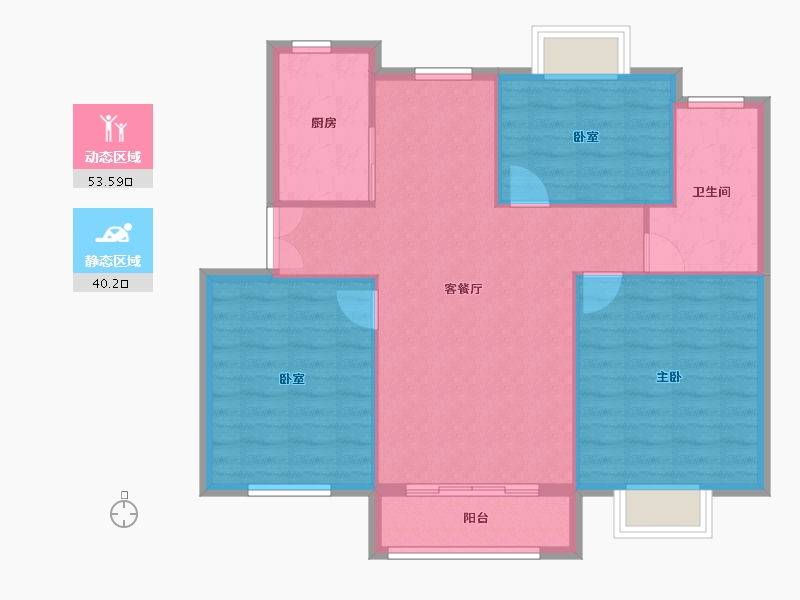 江苏省-苏州市-文溪花苑-86.00-户型库-动静分区