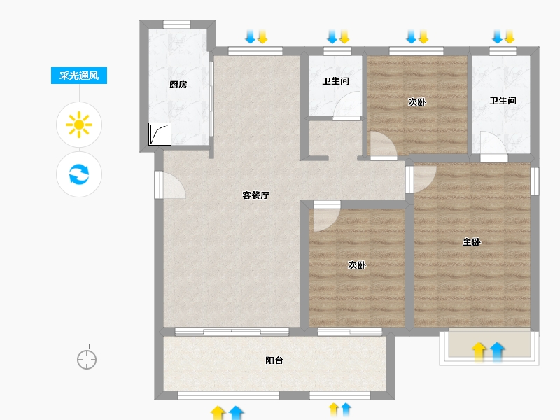 山东省-济南市-远洋湖印都会-90.00-户型库-采光通风