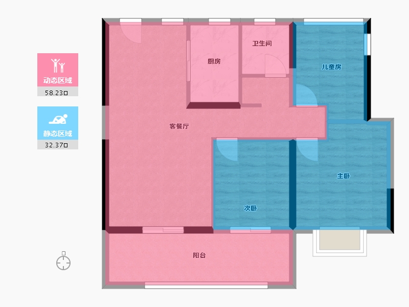 安徽省-合肥市-旭辉天阜越江来-81.48-户型库-动静分区