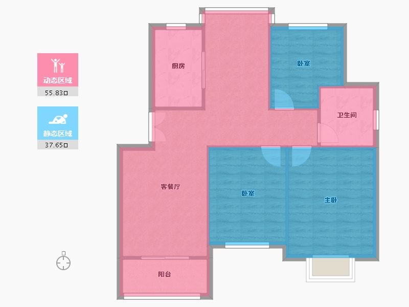 江苏省-苏州市-文溪花苑-85.55-户型库-动静分区