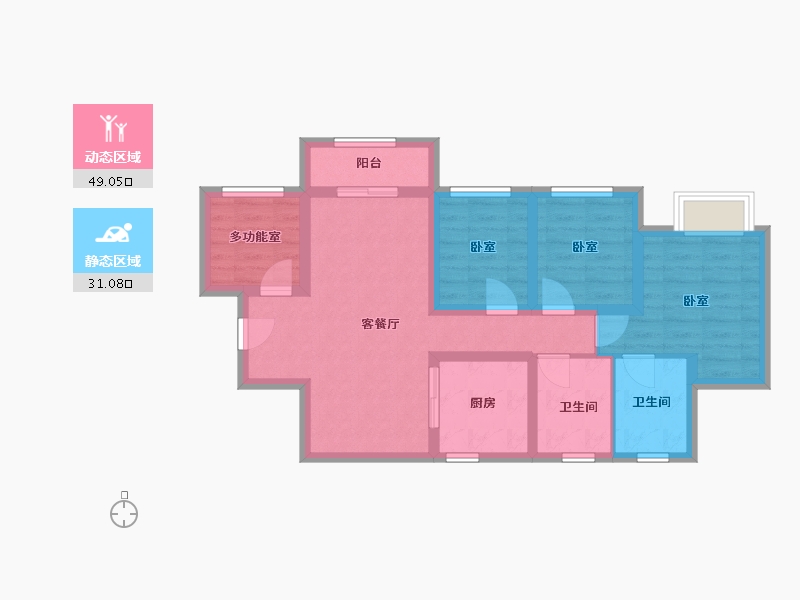 广东省-广州市-白云城投·云麓花城-69.74-户型库-动静分区