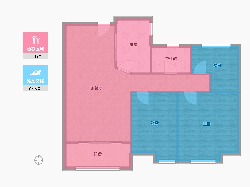 江苏省-常州市-世茂·香槟湖-88.69-户型库-动静分区