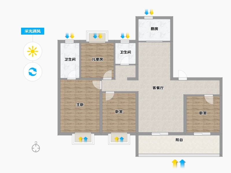 安徽省-合肥市-皖投云锦台-112.80-户型库-采光通风