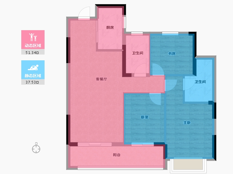 浙江省-杭州市-杭房·启润学府-80.00-户型库-动静分区