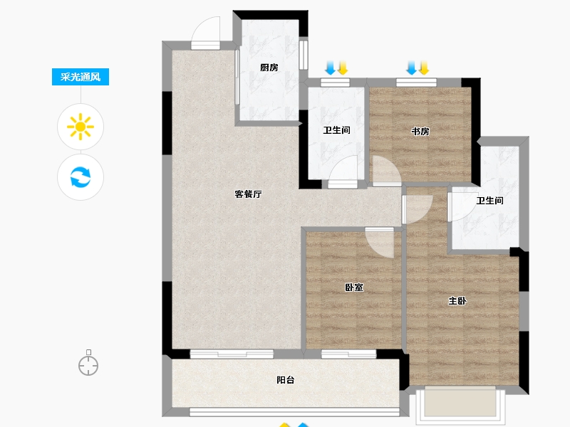 浙江省-杭州市-杭房·启润学府-80.00-户型库-采光通风