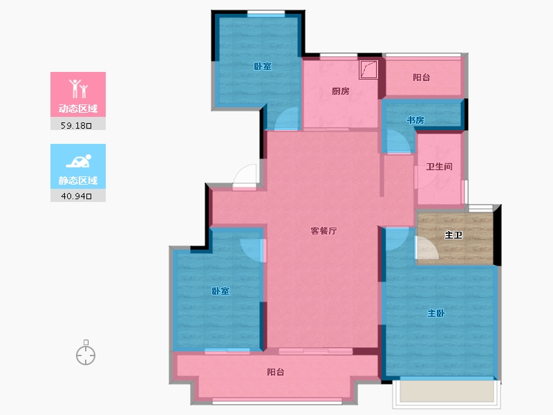 江苏省-苏州市-中梁海伦堡滨湖云璟-92.44-户型库-动静分区