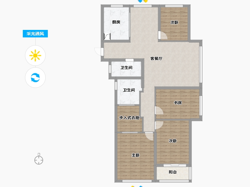 浙江省-杭州市-理想臻品-130.90-户型库-采光通风