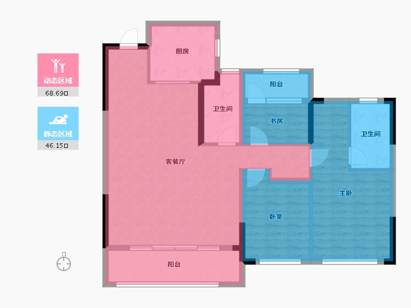 浙江省-杭州市-秦望府-103.26-户型库-动静分区