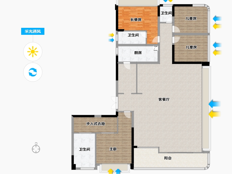 广东省-惠州市-中海龙湖百賢府-212.96-户型库-采光通风