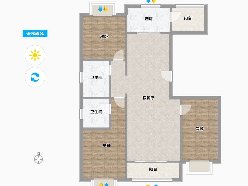 山东省-济宁市-瑞马意墅-102.00-户型库-采光通风