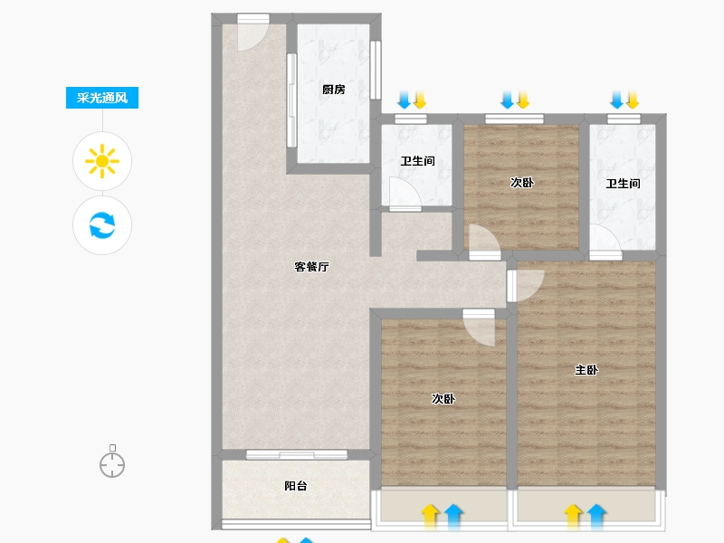 山东省-菏泽市-中达宜居锦苑-95.21-户型库-采光通风