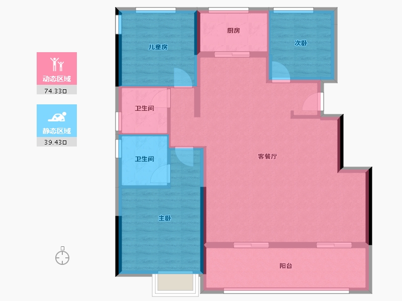 安徽省-合肥市-旭辉天阜玖江来-102.85-户型库-动静分区