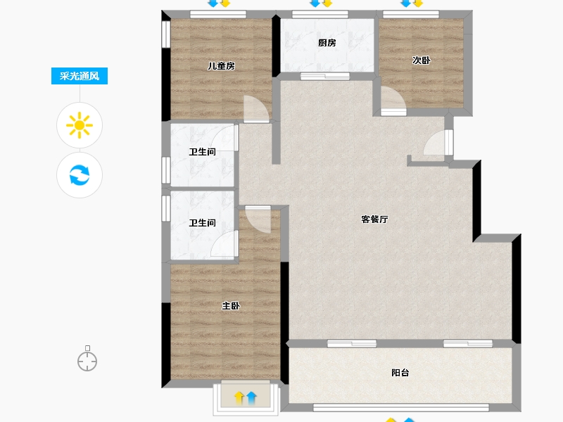 安徽省-合肥市-旭辉天阜玖江来-102.85-户型库-采光通风