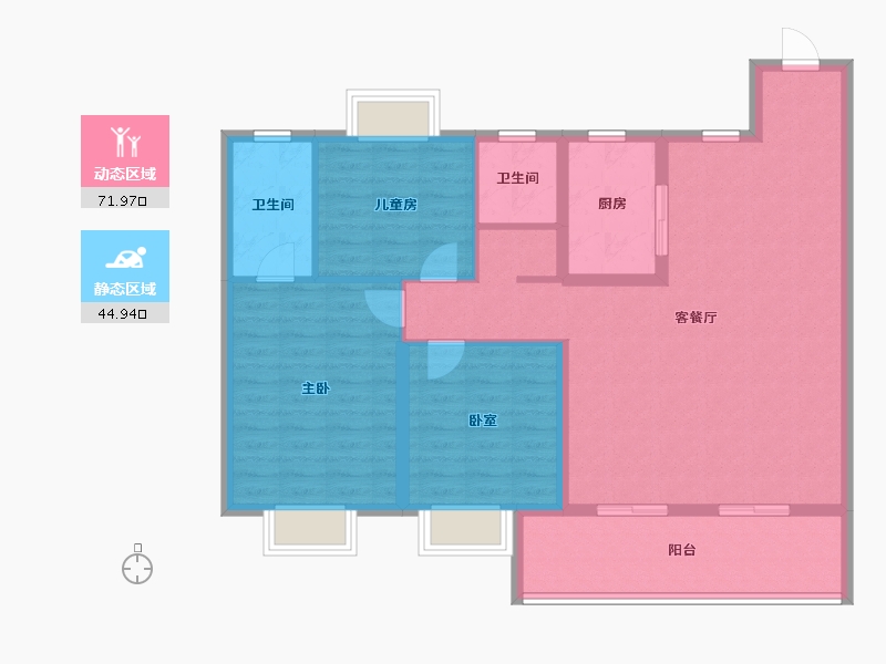 安徽省-合肥市-皖投云锦台-105.60-户型库-动静分区