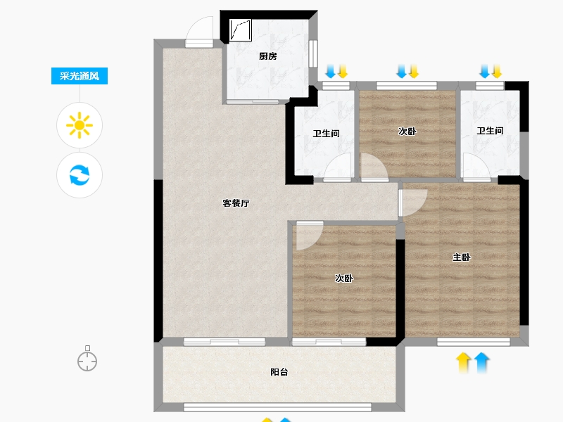 福建省-莆田市-保利联发玉湖和悦-86.40-户型库-采光通风