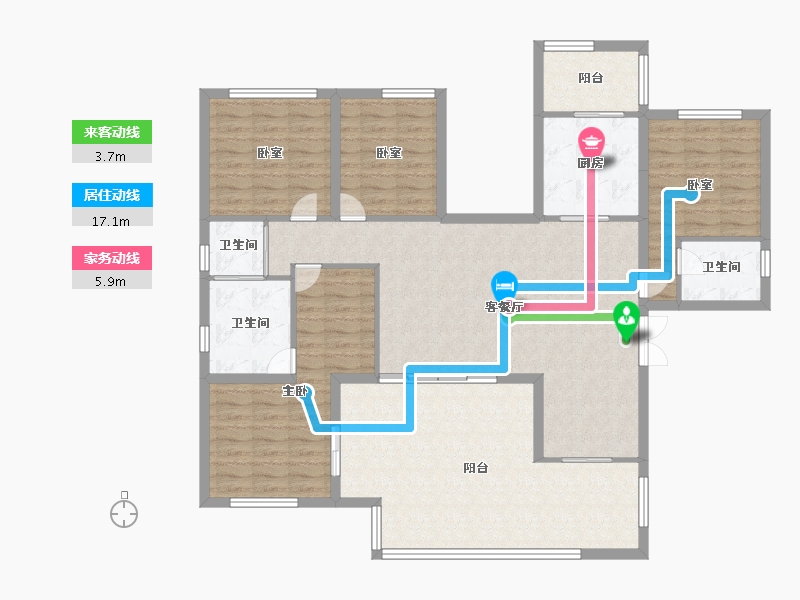 四川省-绵阳市-长虹金嶺1号-134.40-户型库-动静线