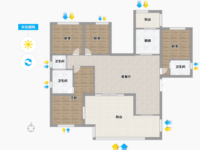 四川省-绵阳市-长虹金嶺1号-134.40-户型库-采光通风