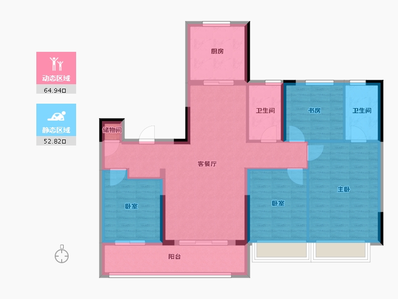 浙江省-杭州市-秦望府-105.96-户型库-动静分区