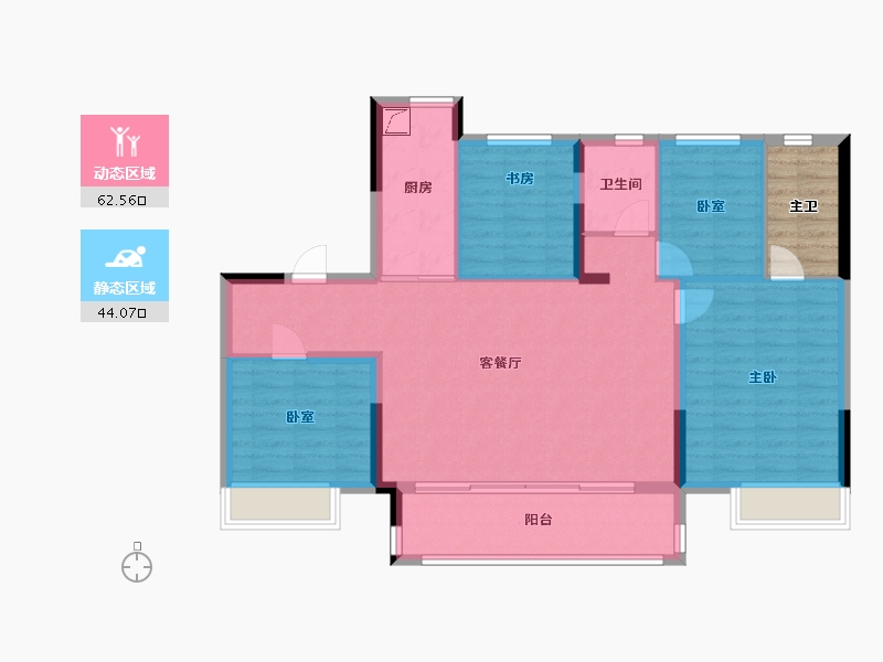 江苏省-苏州市-中梁海伦堡滨湖云璟-101.34-户型库-动静分区