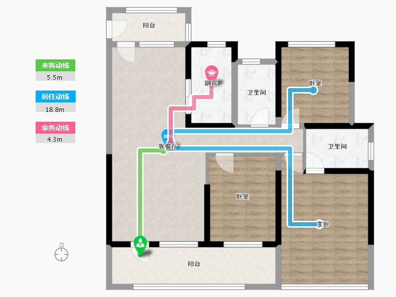 山东省-德州市-弘明·澜湖郡-107.62-户型库-动静线