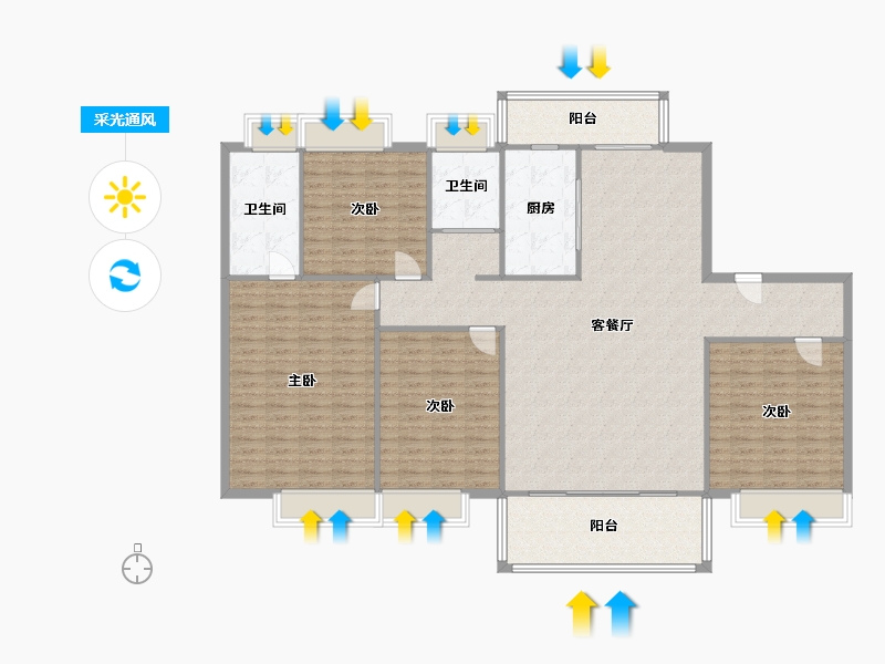 湖南省-益阳市-碧桂园-115.45-户型库-采光通风