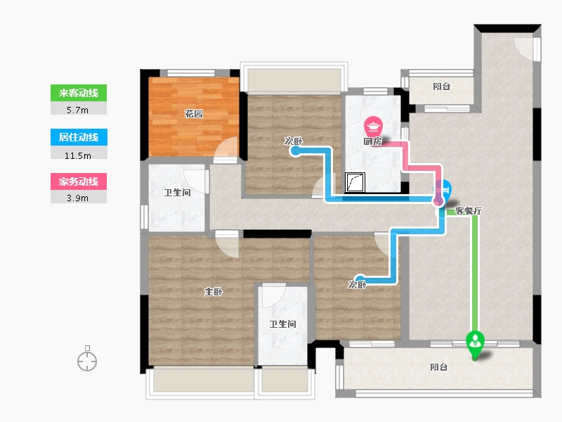 湖南省-长沙市-国宸府｜旭辉·龙光·金地商置-112.01-户型库-动静线