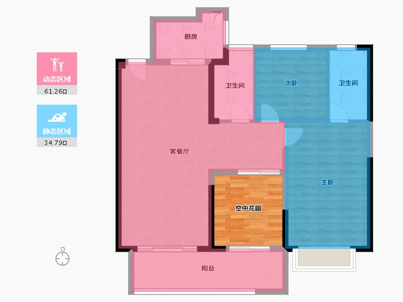 福建省-泉州市-禹州城市广场八期  佐岸香筑-96.12-户型库-动静分区