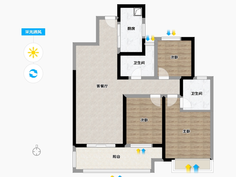 江苏省-盐城市-吾悦和府-92.00-户型库-采光通风