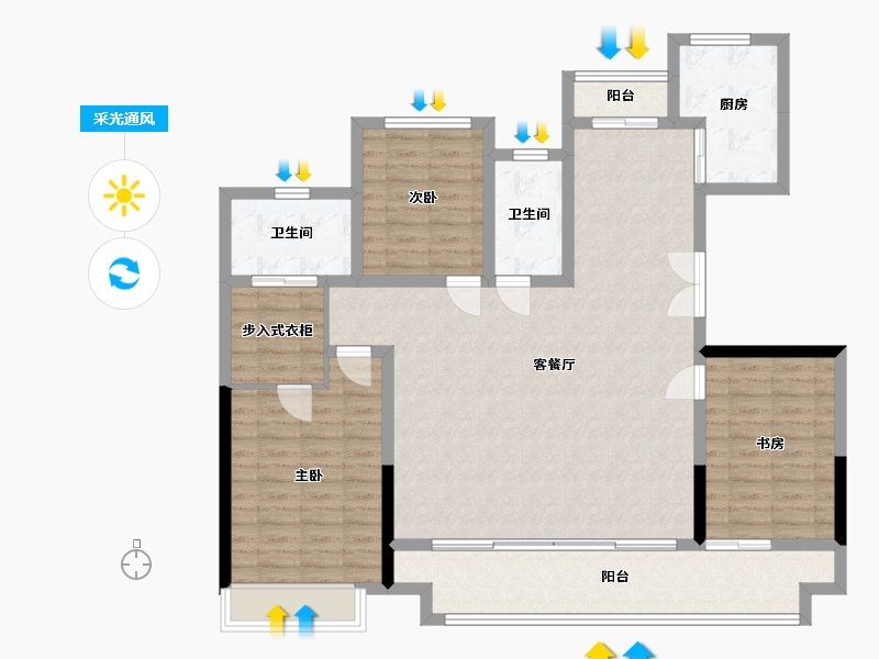 山东省-菏泽市-天润府-137.00-户型库-采光通风