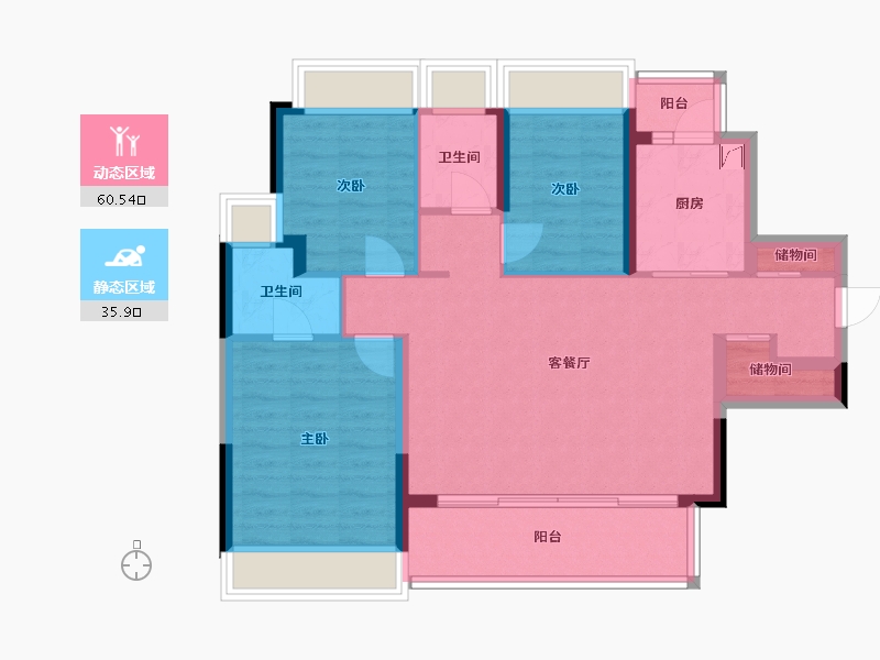 广东省-湛江市-红星悦海湾-90.76-户型库-动静分区